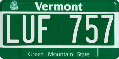 VT license plate LUF757