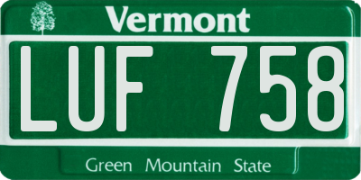 VT license plate LUF758