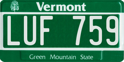 VT license plate LUF759
