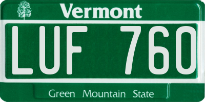 VT license plate LUF760