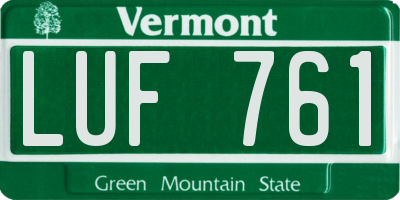 VT license plate LUF761