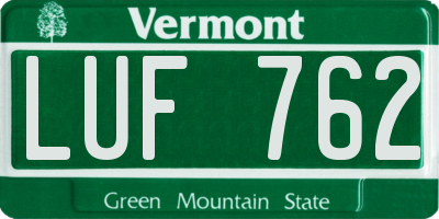 VT license plate LUF762