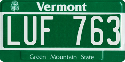 VT license plate LUF763