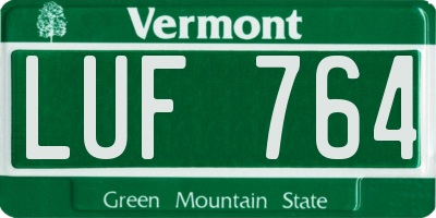 VT license plate LUF764