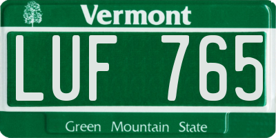 VT license plate LUF765