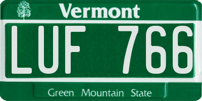 VT license plate LUF766