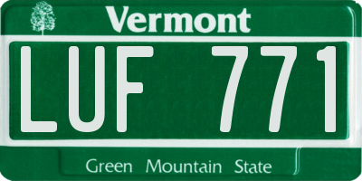 VT license plate LUF771