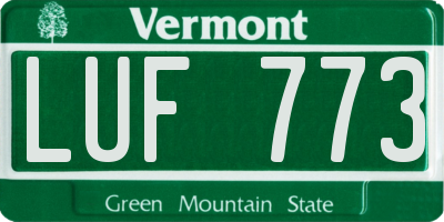 VT license plate LUF773