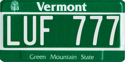 VT license plate LUF777