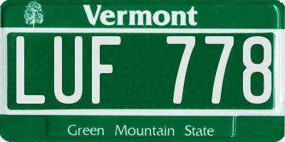 VT license plate LUF778