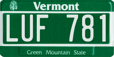 VT license plate LUF781