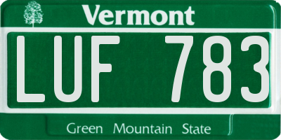 VT license plate LUF783