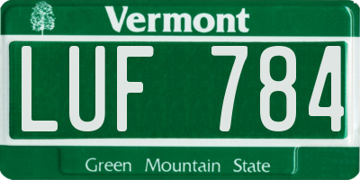 VT license plate LUF784