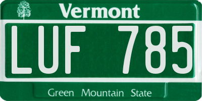 VT license plate LUF785
