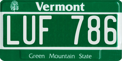 VT license plate LUF786