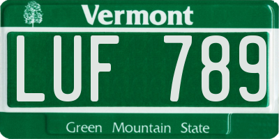 VT license plate LUF789