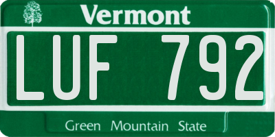 VT license plate LUF792