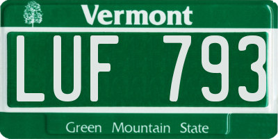VT license plate LUF793