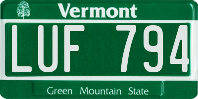 VT license plate LUF794