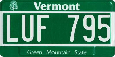 VT license plate LUF795