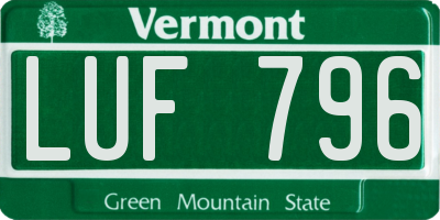 VT license plate LUF796