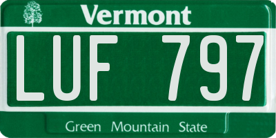 VT license plate LUF797