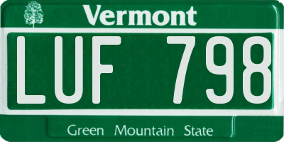 VT license plate LUF798