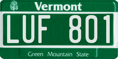 VT license plate LUF801