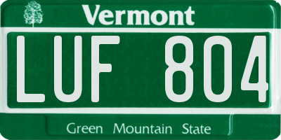 VT license plate LUF804