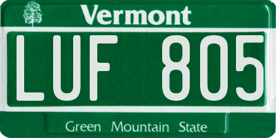 VT license plate LUF805