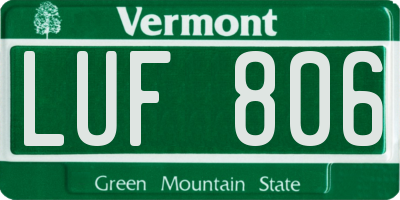 VT license plate LUF806