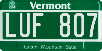 VT license plate LUF807