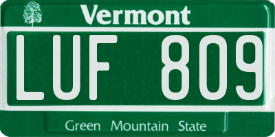 VT license plate LUF809