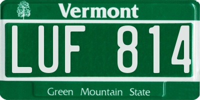 VT license plate LUF814