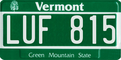 VT license plate LUF815