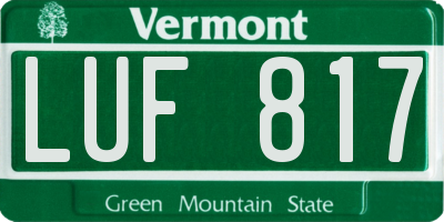VT license plate LUF817
