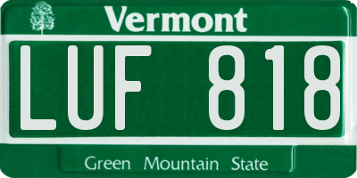 VT license plate LUF818