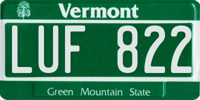 VT license plate LUF822