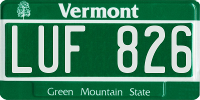 VT license plate LUF826