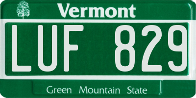 VT license plate LUF829