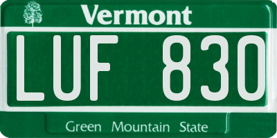 VT license plate LUF830