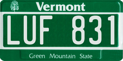VT license plate LUF831