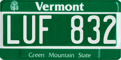 VT license plate LUF832