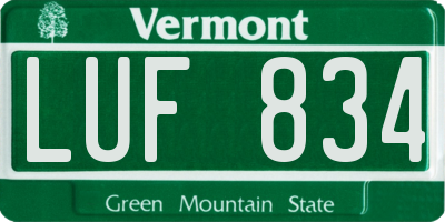 VT license plate LUF834