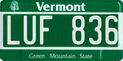 VT license plate LUF836
