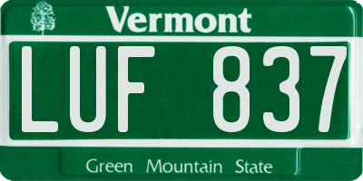 VT license plate LUF837
