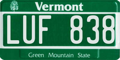VT license plate LUF838