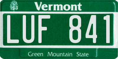 VT license plate LUF841