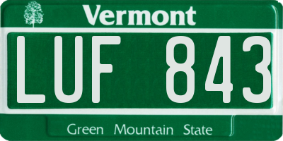 VT license plate LUF843