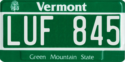 VT license plate LUF845